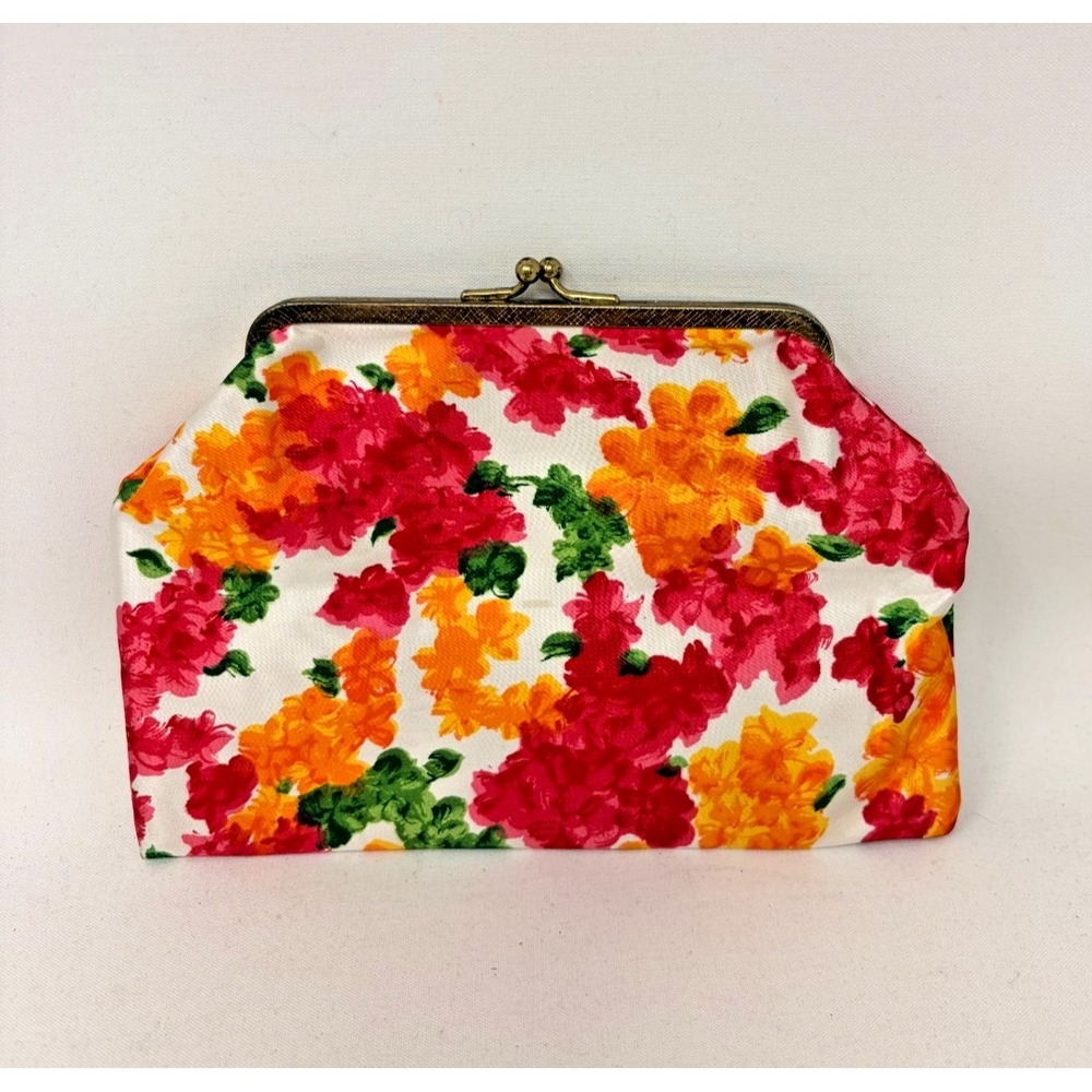 NOS HTF Imperial Floral Makeup Bag Clutch Purse Kiss Lock Retro Mod Boho 🌸❤️😱